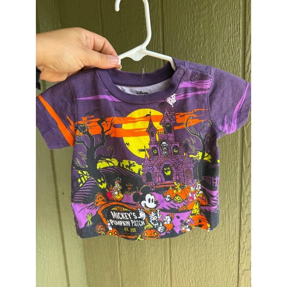 Disney Baby 9-12M Mickey's Pumpkin Patch Halloween T-Shirt‎ Purple
